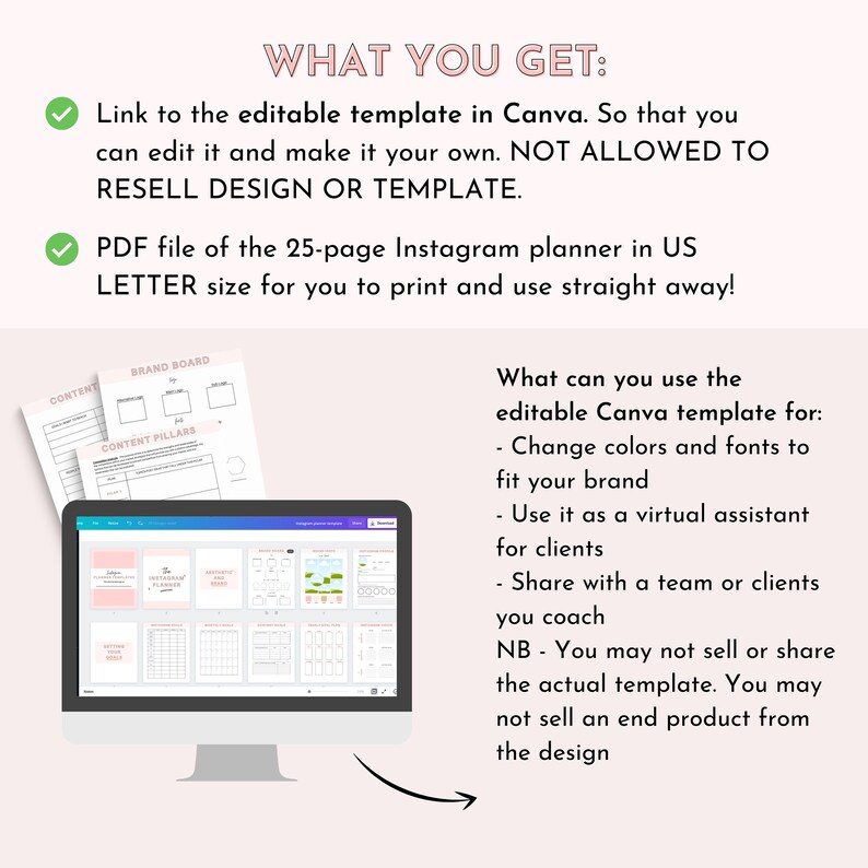 Instagram Planner, Social Media Planner, Instagram Layout, planner template, canva, Instagram Post, Online Business, business planners, image 3