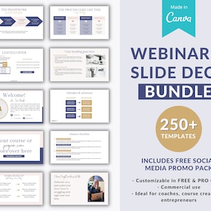 Webinar slide deck, Coach webinar, Webinar course creator, webinar social media, webinar bundle, coaching templates, masterclass slides