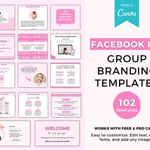Plantillas para grupos de Facebook, plantillas Canva para Facebook, plantillas para publicaciones en Facebook, plantillas atractivas para Facebook, paquete de plantillas para redes sociales, marca