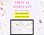 Virtual assistant mega bundle, Virtual assistant pricing guide, Virtual assistant Instagram posts, Content ideas, Virtual assistant template