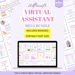 Virtual assistant mega bundle, Virtual assistant pricing guide, Virtual assistant Instagram posts, Content ideas, Virtual assistant template