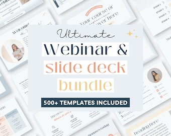 Webinar slide deck, presentation slides, masterclass slides, webinar Canva templates, Course creator slide deck, coach webinar templates