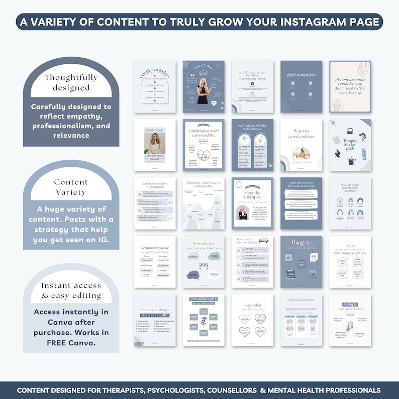 Therapist Instagram Templates, Social Media Bundle (canva) - Etsy