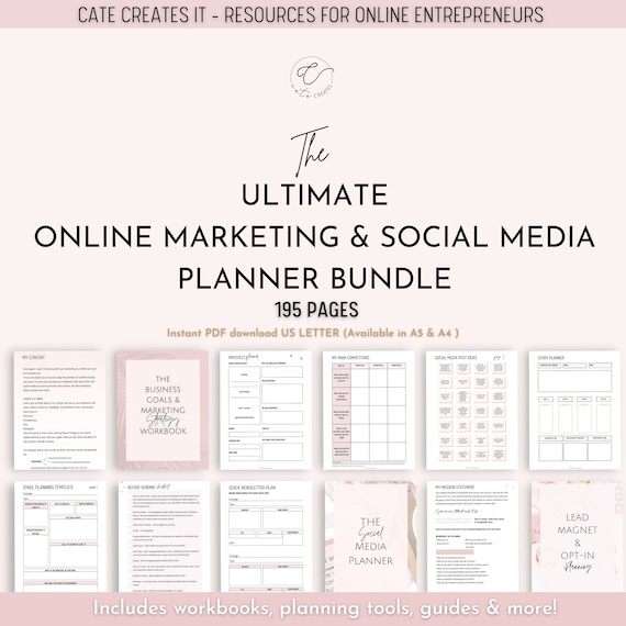 Social media marketing bundle planner, online business planning, email marketing, marketing, business plan, instagram planner, printable