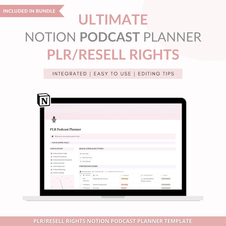 PLR Notion template bundle, Notion Instagram planner, Notion life planner, Notion business planner, Notion social media, Notion PLR template image 4