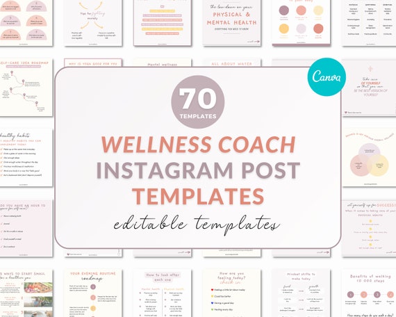 Wellness coach templates, Wellness Instagram post templates, Instagram Canva templates coaches, Health coach template, Wellness quotes,