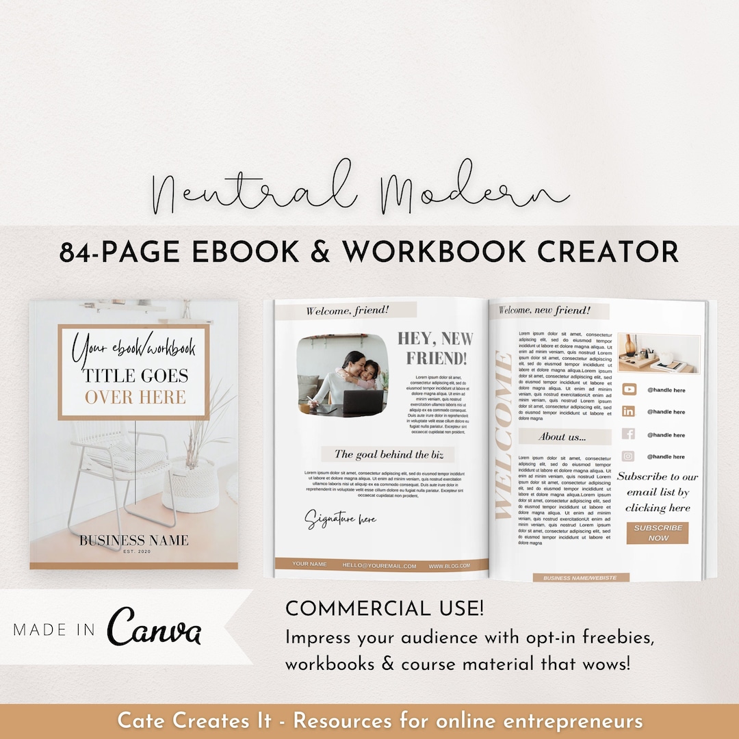 Canva Ebook Template, Editable Workbook Template. Lead Magnet, Course ...