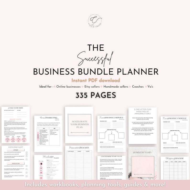 Small Business Planner, Productivity, online business planner, business bundle planner, blog planner, social media planner, etsy shop plan image 1