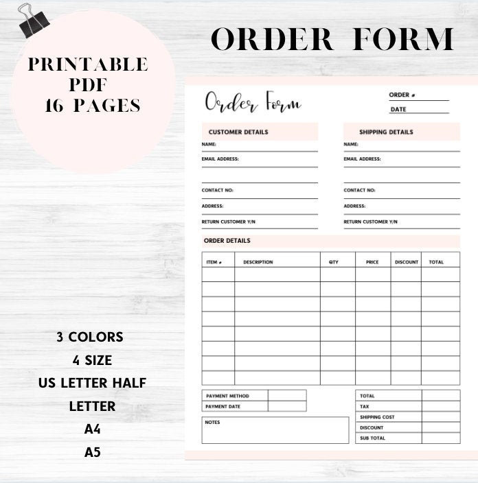 order form order template small business form business etsy
