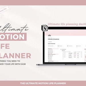 Notion template life planner, Notion life planner, All in on life planner, Notion dashboard, Notion planner minimal, Notion aesthetic