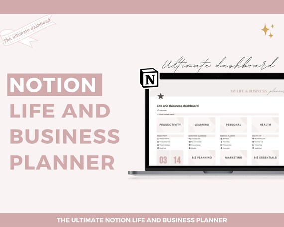Notion life and business template, Notion template, Notion business planner, Notion project planner, Notion social media, Notion Instagram