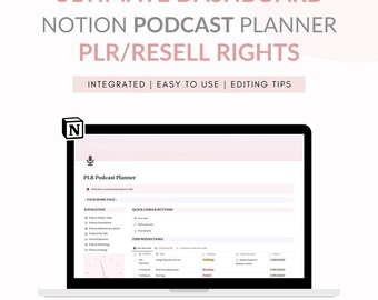 Notion Podcast Planner Template, PLR Resell Rights (Digital Download)