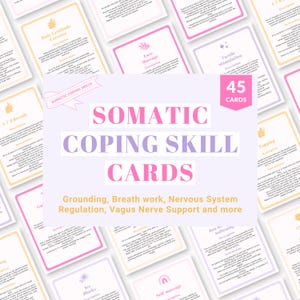 Somatic therapy coping skills, Somatic coping skill cards, PTSD therapy flashcards, Somatic flashcards, Polyvagal therapy, Therapist