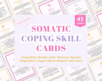 Somatic Coping Skill Cards, Trauma Therapy, Grounding (PDF Downloads)
