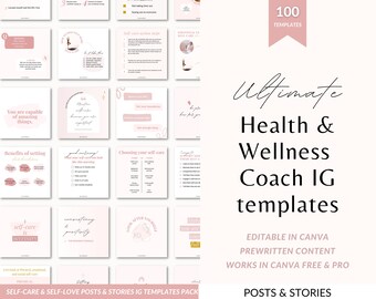 Wellness coach templates, Wellness Instagram post templates, Instagram Canva templates coaches, Health coach template, Wellness quotes Canva