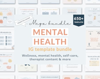 Mental Health IG Templates Bundle, Wellness & Self-Care (Canva)