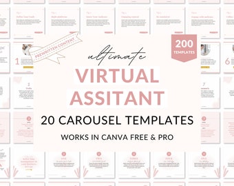 Virtual assistant carousel templates, Virtual assistant template, Virtual assistant Canva, Virtual assistant content, Virtual assistant post