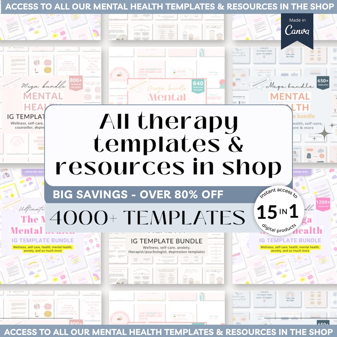 4000+ Mental Health Canva Templates, Therapist Resources (digital ...