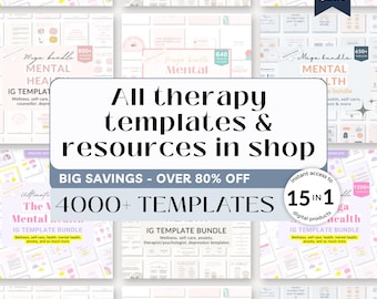 4000+ Mental Health Canva Templates, Therapist Resources (Digital Download)