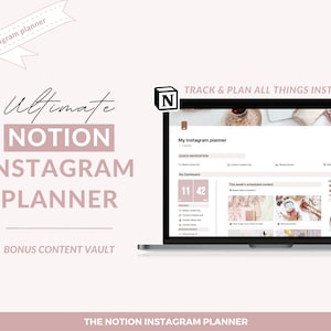 Notion template, Notion instagram template, Notion Instagram, Notion social media, Notion business planner, Notion social media planner