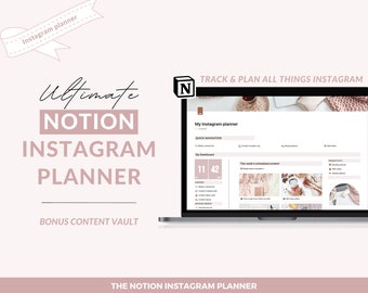Notion Instagram Planner Template, Content Creation, Business