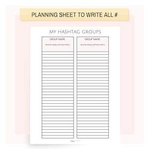 Instagram Hashtag Planner, Social Media Planner, Instagram Layout ...