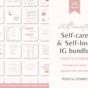 Self care Instagram templates, Self-love templates, self-care content, self-care posts, Self love canva template, self care coach template