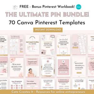 Pinterest templates Canva, Pinterest pins, Pinterest marketing coaches, coach templates, pink Pinterest pins, Pinterest graphics, bundle