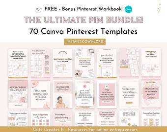 Pinterest templates Canva, Pinterest pins, Pinterest marketing coaches, coach templates, pink Pinterest pins, Pinterest graphics, bundle