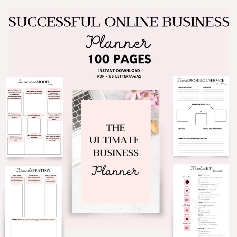 Small Business Planner, Productivity, online business planner, business bundle planner, blog planner, social media planner, etsy shop plan image 3