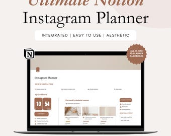 Planificador de Instagram de Notion, redes sociales de Notion, plantillas de Notion, panel de control de Notion, That girl Notion, planificador de Notion, plantilla de Notion, Notion