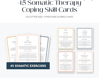 45 Somatic Therapy Coping Skill Cards, Nervous System Regulation (PDF)
