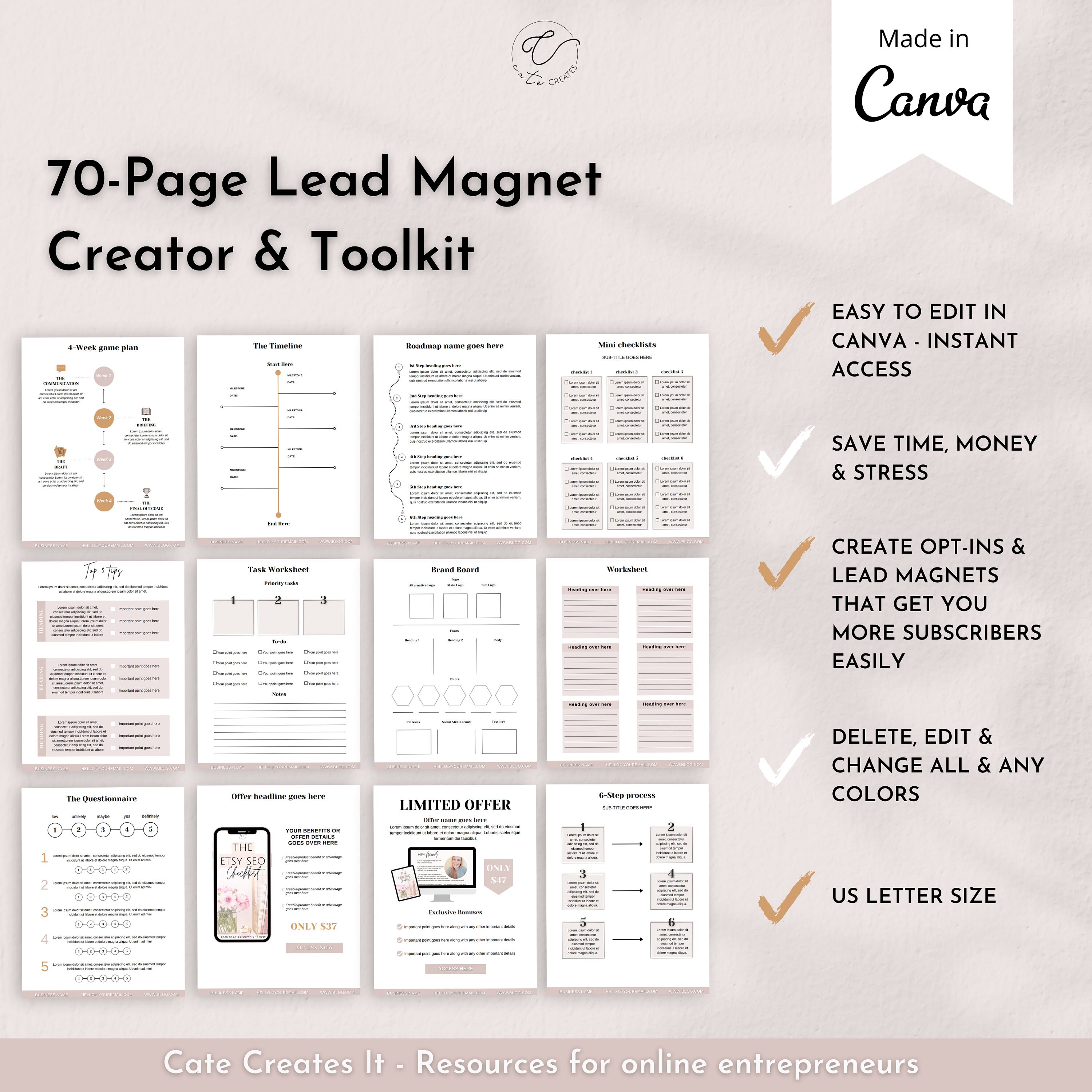 Lead Magnet Canva Template, Opt-in Templates, Worksheet Template, Ebook ...