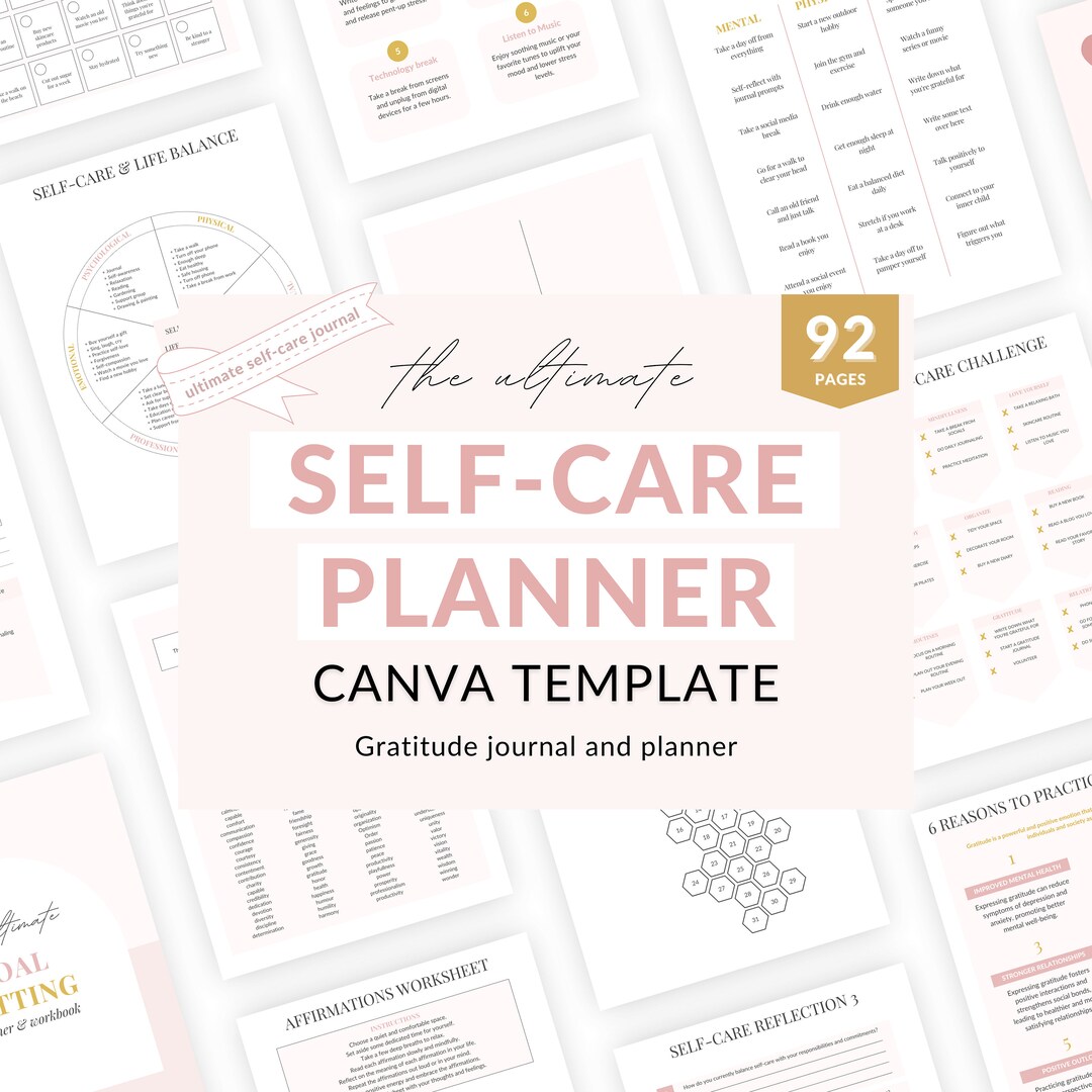 Self-care Planner, Self-care Canva Planner, Self Care Planner Template ...