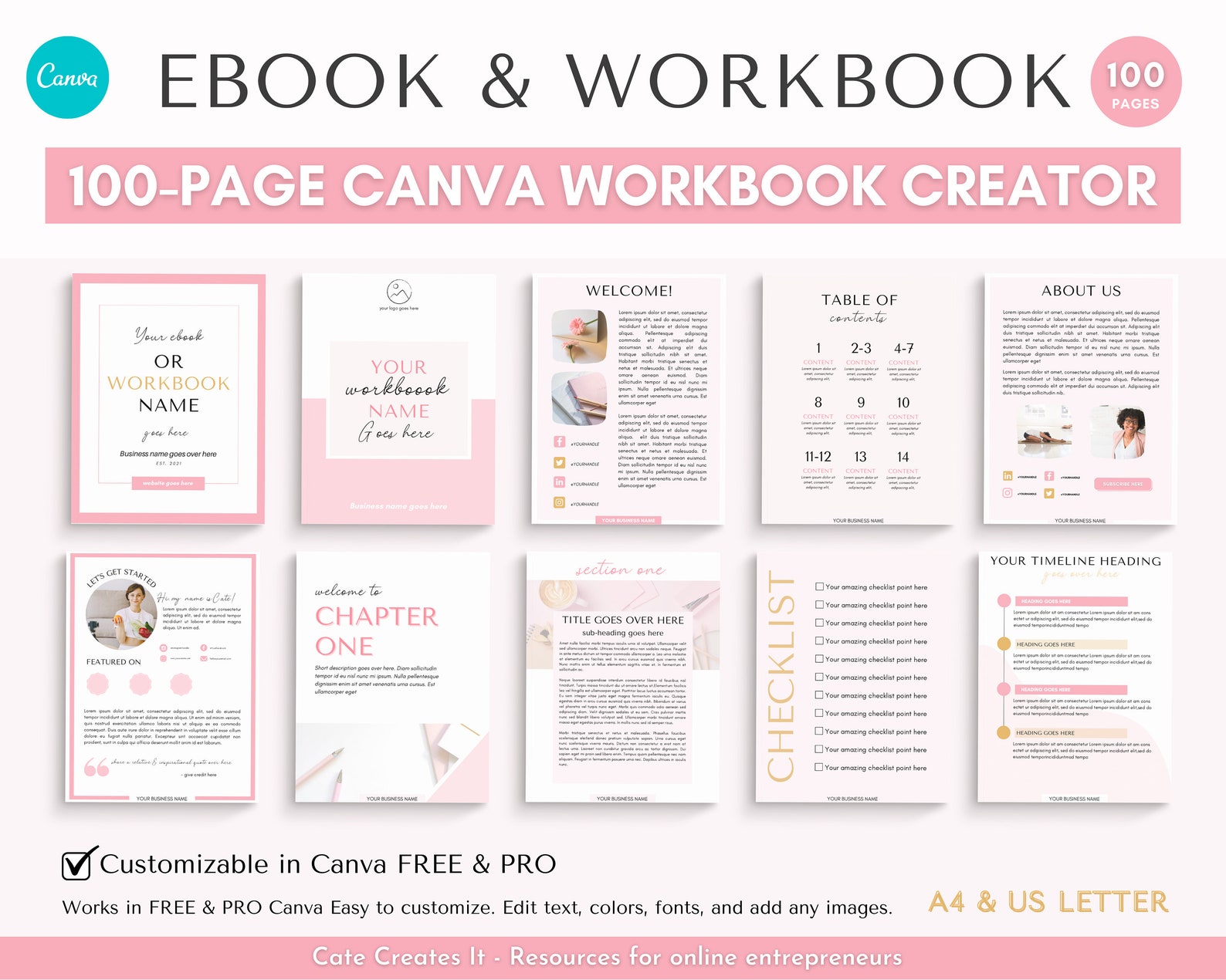 Canva Ebook Template, Editable Workbook Template. Lead Magnet, Course ...