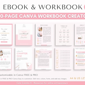 Canva ebook template, editable workbook template. Lead Magnet, course creator, Opt In Coaches, lead magnet creator, worksheet templates