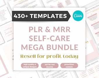 Self-Care Canva Template Bundle, 400+ PLR/MRR Resell Templates