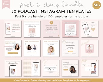 Podcast Instagram templates, Podcast templates, Podcast story templates, Podcast promo templates, Podcast social media, podcast templates