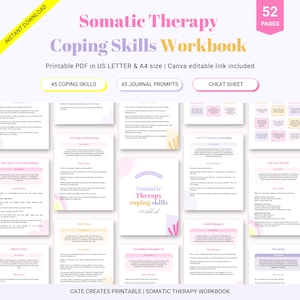 Somatic therapy, Coping skills, Somatic therapy workbook, Somatic awareness, Somatic coping skills, Somatic bundle, PTSD therapy, Therapy