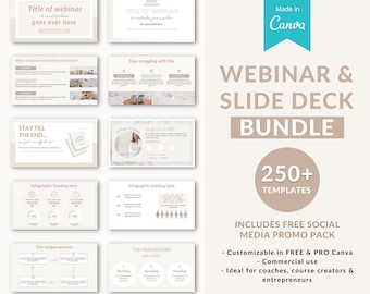 Webinar slide deck template Canva, Canva course creator slide deck, Course creator bundle, coach webinar templates, masterclass slides