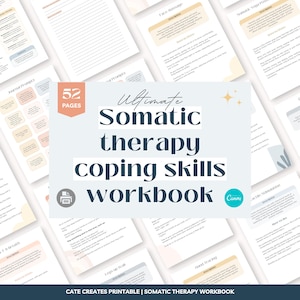 Somatic therapy coping skills workbook, Somatic therapy, somatic awareness, Somatic exercise, Nervous system regulation, Therapy worksheets