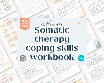 Somatic Therapy Coping Skills Workbook, Nervous System Regulation (Canva Template Digital Download)