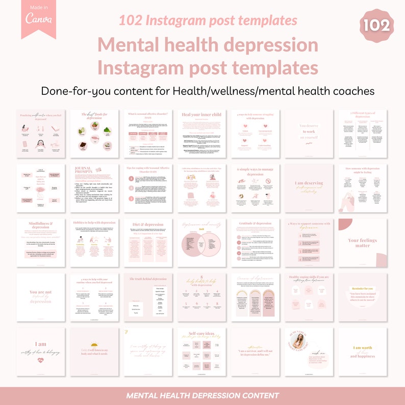 Depression Sigma Posts Therapist Instagram Templates, Mental Health Depression Posts (digital ...