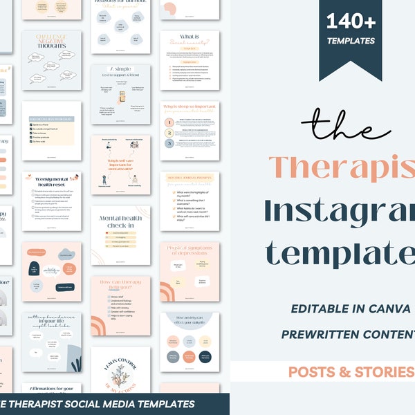 Mental health templates, Therapist Instagram templates, Therapist social media, Psychologist templates, Therapist templates, Therapy posts