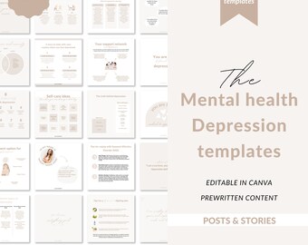 Therapist Instagram Templates, Mental Health Posts (Canva)
