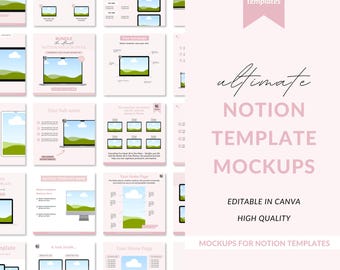 Notion mockup templates, Notion template mockups, Notion mockups, Notion listing pictures, Listing pictures, Canva mockups, Notion PLR