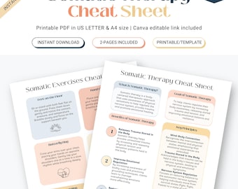 Somatic Therapy Cheat Sheet, Exercises, Nervous System Regulation (PDF)