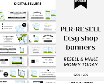 25 PLR Etsy Shop Banners, Canva Templates (Digital Download)