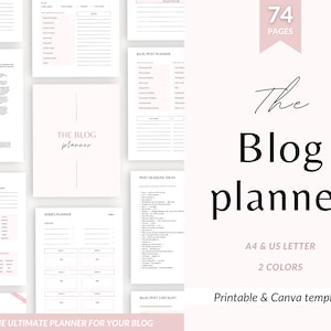 Blog planner, Blogging planner, Blog planner template, Printable blog planner, Blog post planner, Printable blogging workbook, Blog workbook