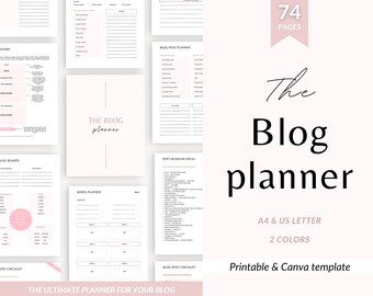 Printable Blog Planner, Canva Template, Blogging Workbook (Digital Download)